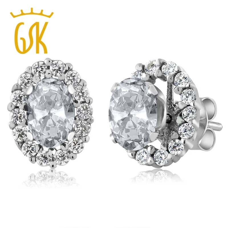 925 Sterling Silver 4mm Princess White Topaz Post Stud Earrings Birthstone April Prong Fine Jewelry Gifts For Women For Her