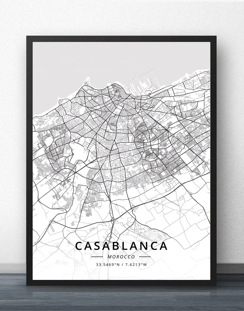 

Casablanca Marrakesh Rabat Tangier Morocco Map Poster