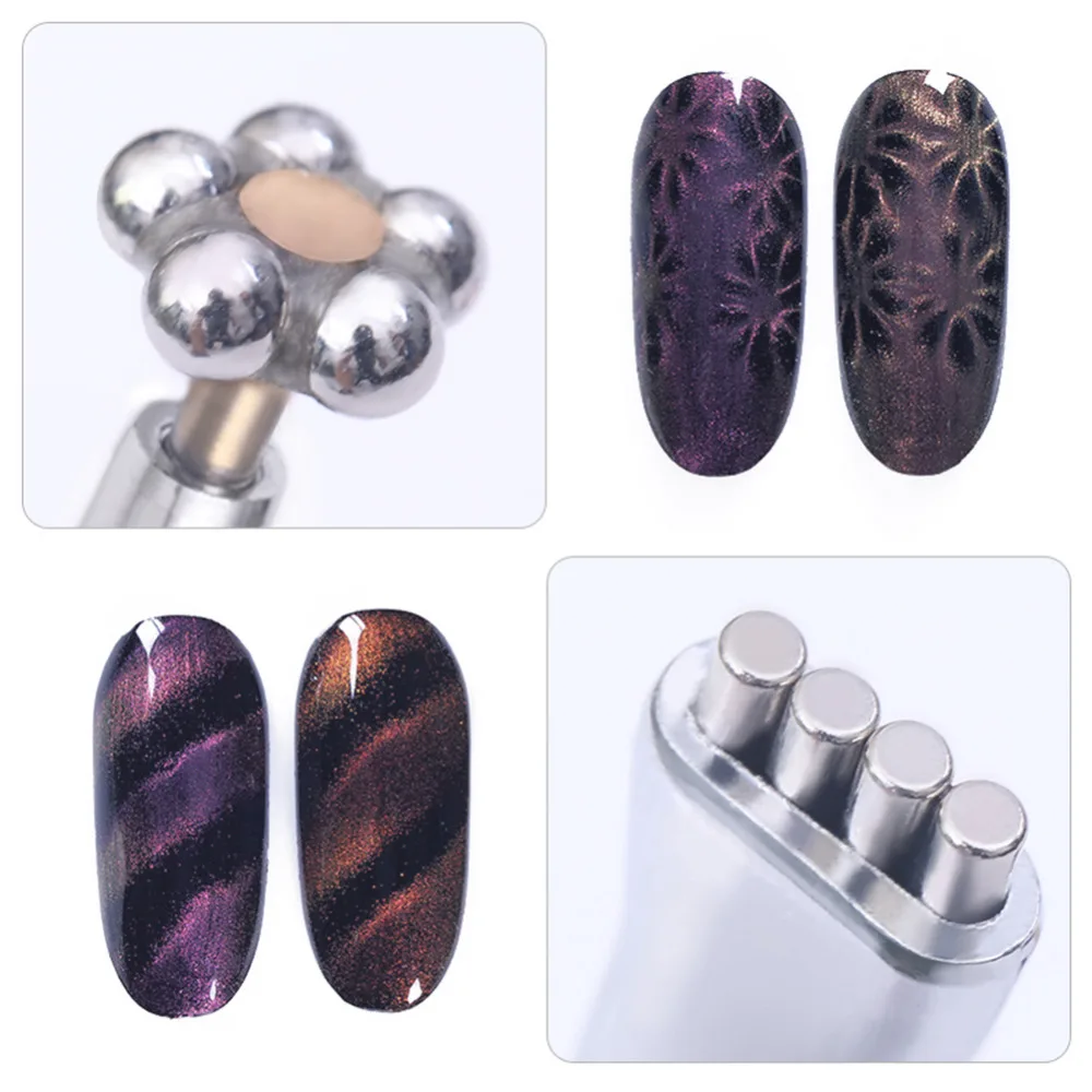 LILYCUTE 1 قطعة مسمار الفن المغناطيس عصا مزدوجة برئاسة المغناطيس ل القط العين 3D زهرة الشبكة تأثير قوي قلم مغناطيسي مسمار أدوات