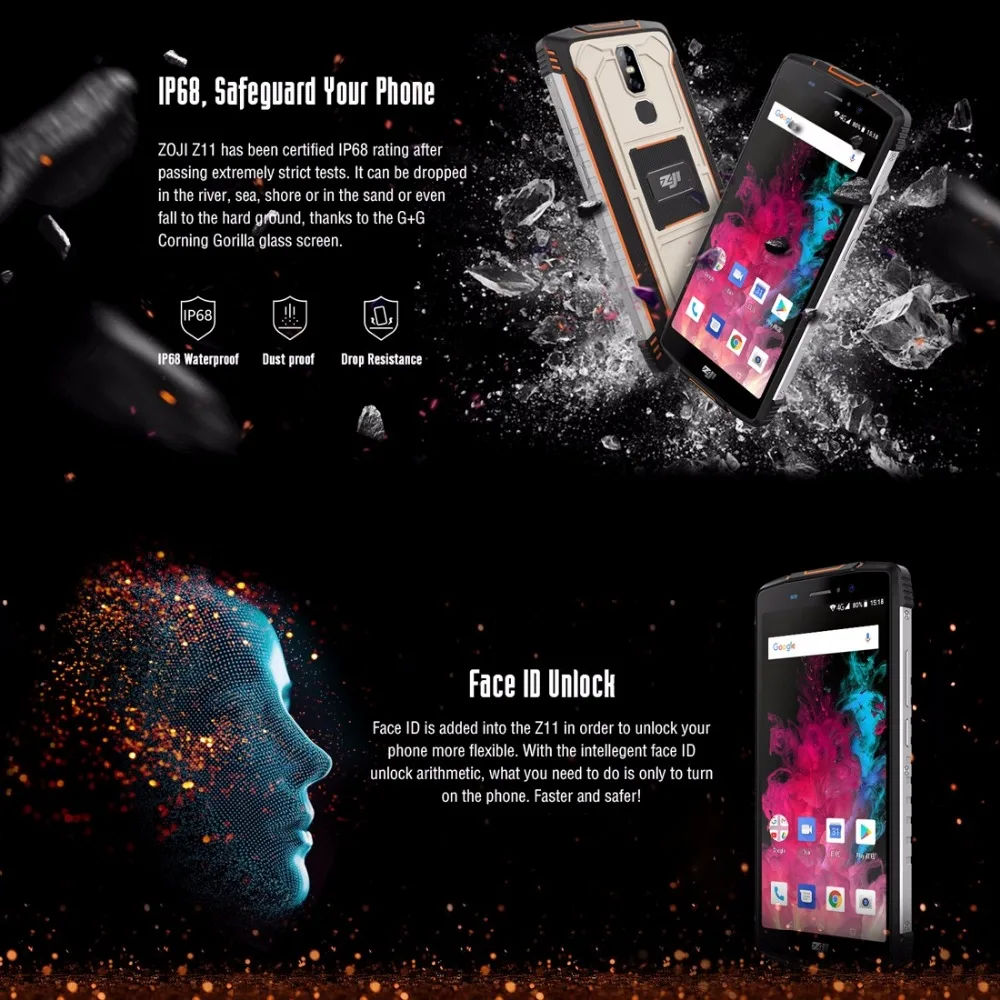 HOMTOM ZOJI Z11 Mobile Phone 4GB 64GB Android 8.1 MTK6750T Octa Core IP68 Waterproof Rugged 5.99\ HOMTOM ZOJI Z11 Mobile Phone 4GB 64GB Android 8.1 MTK6750T Octa Core IP68 Waterproof Rugged 5.99\