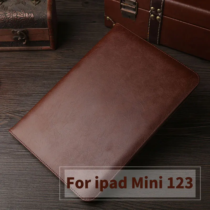 Роскошный чехол из искусственной кожи чехол для iPad 2/3/4 Ретро Портфели с автоматическим включением и отключением экрана внутренней стороны ремень Стенд откидная крышка для iPad Mini 1 2, 3, 4 - Цвет: Coffee for Mini 123