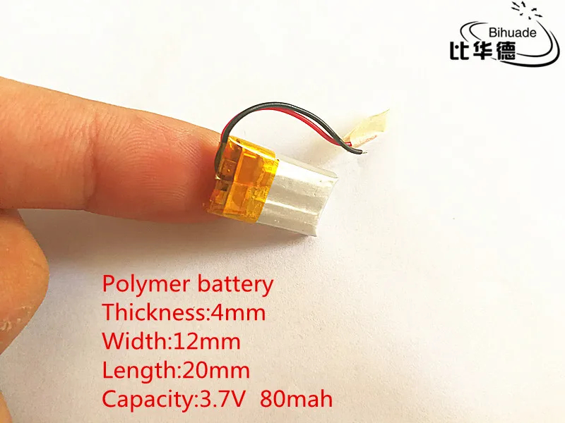 

2 pcs 3.7V 80mAh 381220 401220 Lithium Polymer Li-Po Rechargeable Battery For DIY Mp3 MP4 MP5 GPS PSP bluetooth