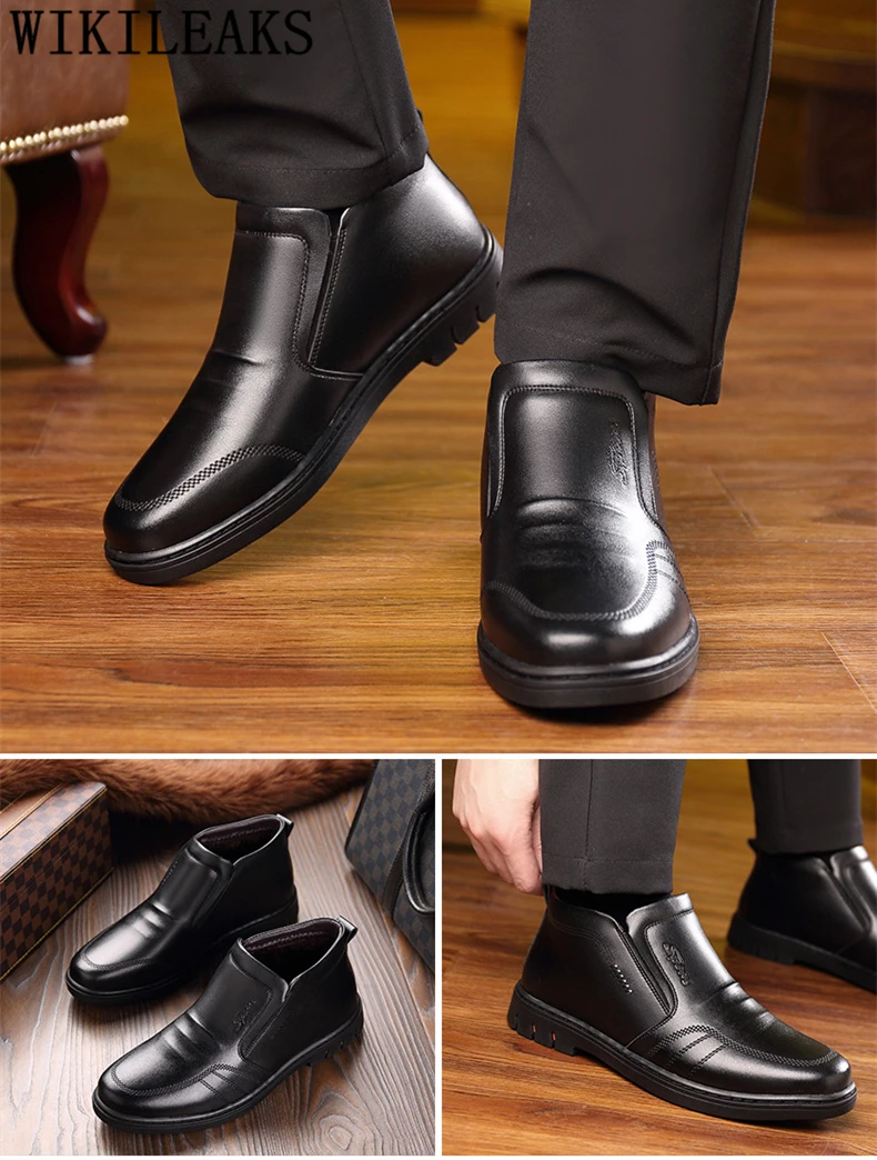 Обувь для папы, мужские кожаные ботинки, зимние Ботинки, Ботильоны, мужские черные ботинки, мужские ботинки, bottine homme cuir de luxe zapatos de hombre