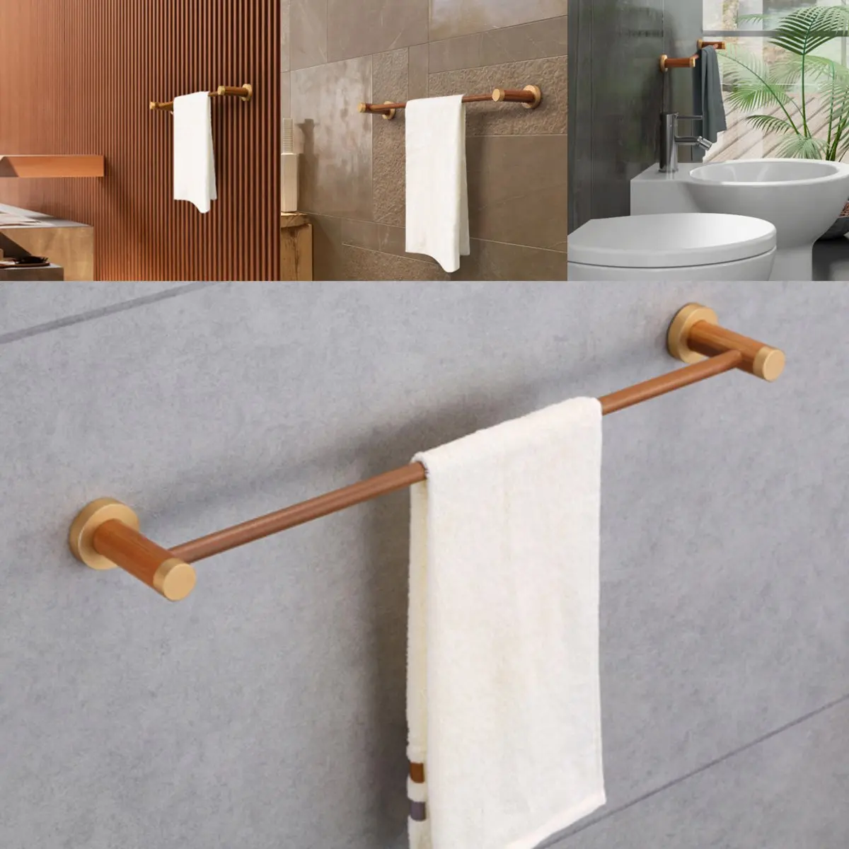 

Solid Wood Towel Rack Wall Mounted Bath Towel Rack Hook Storage Organizer Holder Multifunction Bathroom Kitchen Home Decorations