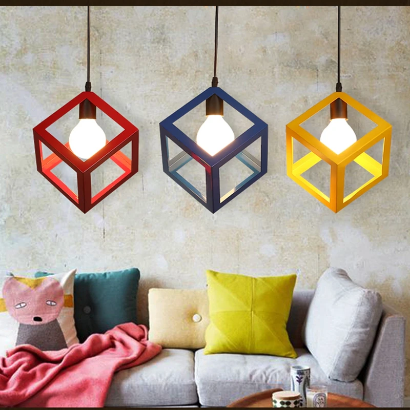 LuKLoy Pendant Lights Lamp, Modern Colorful Frame LED Kitchen Light