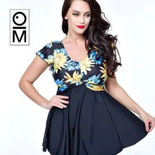 Высокое качество Европа и Бразилия Новые сексуальные дамы большой размер печати купальник юбка пляжный купальник для спа