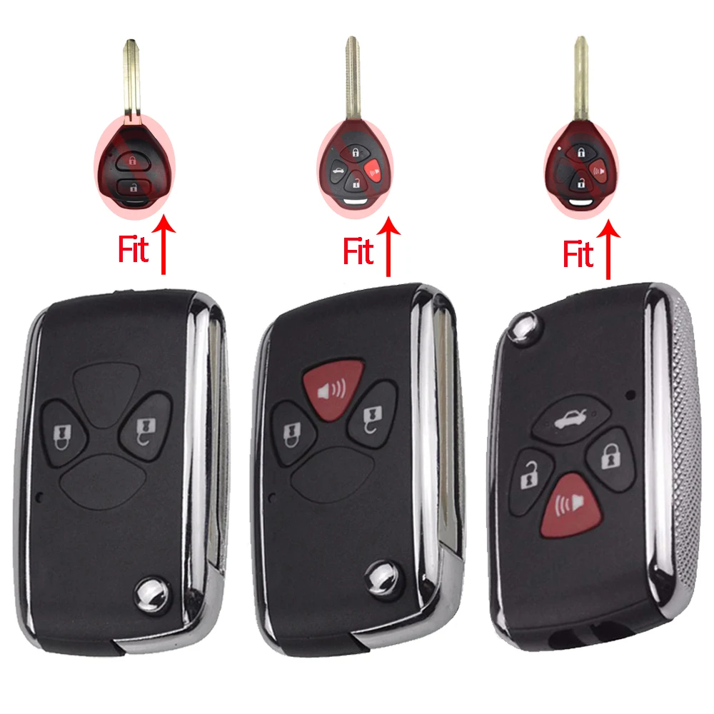 

jingyuqin Flip Remote Car Key Shell 2/3/4BTN For Toyota Camry Corolla Yaris Reiz Avalon Venza Prius Scion TC XB Matrix TOY43 Fob