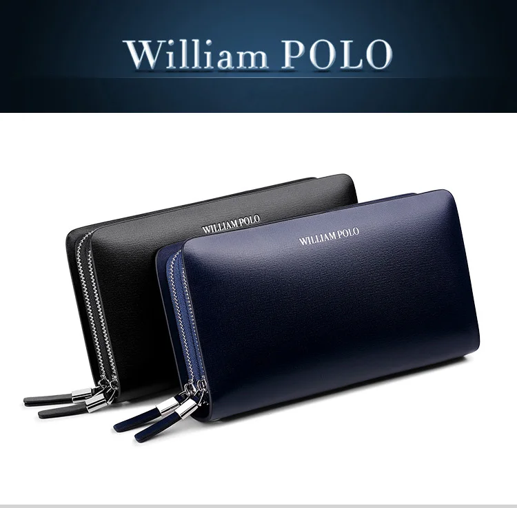 Wilampolo длинный мужской кошелек, мужской кожаный дорожный кошелек для кредитных карт, мужской бизнес кошелек на молнии, карман для сотового телефона, сумка POLO239