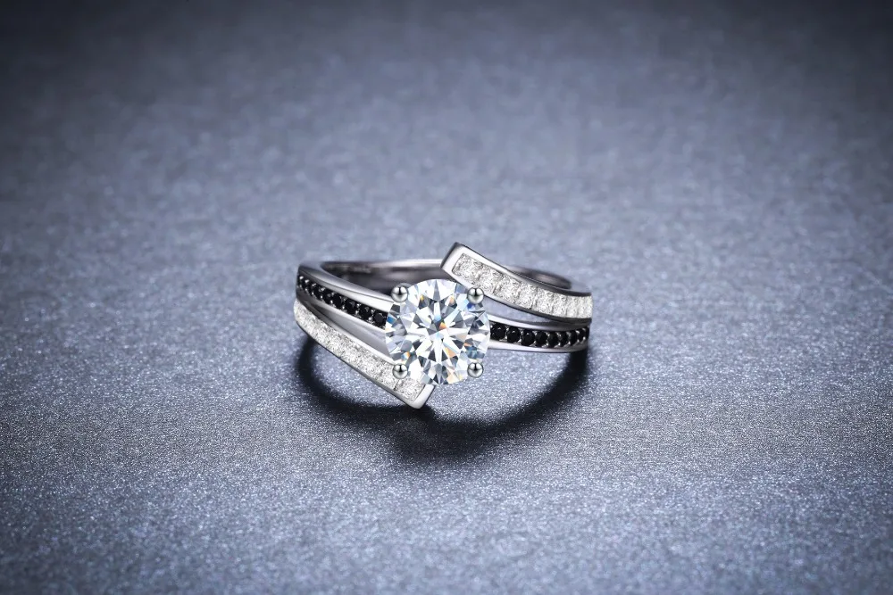 [Черный ость] Натуральная 925 пробы Серебряные ювелирные изделия Модные кольца для Для женщин Femme Bijoux Bague девушке подарок C334