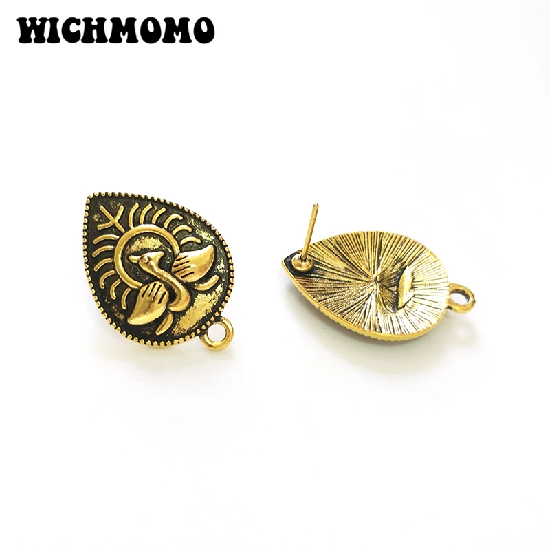 

10pcs Retro Plated Gold Water Drop Peacock Zinc Alloy Earring Base Connectors Linkers for DIY Jewelry Accessories PJ218