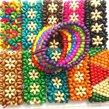 12 шт цветы дерево растягивающийся браслет из бус манжеты браслеты богемные модные наручные браслеты аксессуары для девочек ювелирные изделия