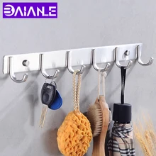 7pcs Robe Hook Key Wall Mounted Coat Hook Rack Wall Hanger Clothes Holder Kitchen Stainless Steel Towel Hook Bathroom Decorate okaros robe hook cloth hook towel rack hook coat hook oil rubbed black bronze wall hanger bathroom product bathroom accessories