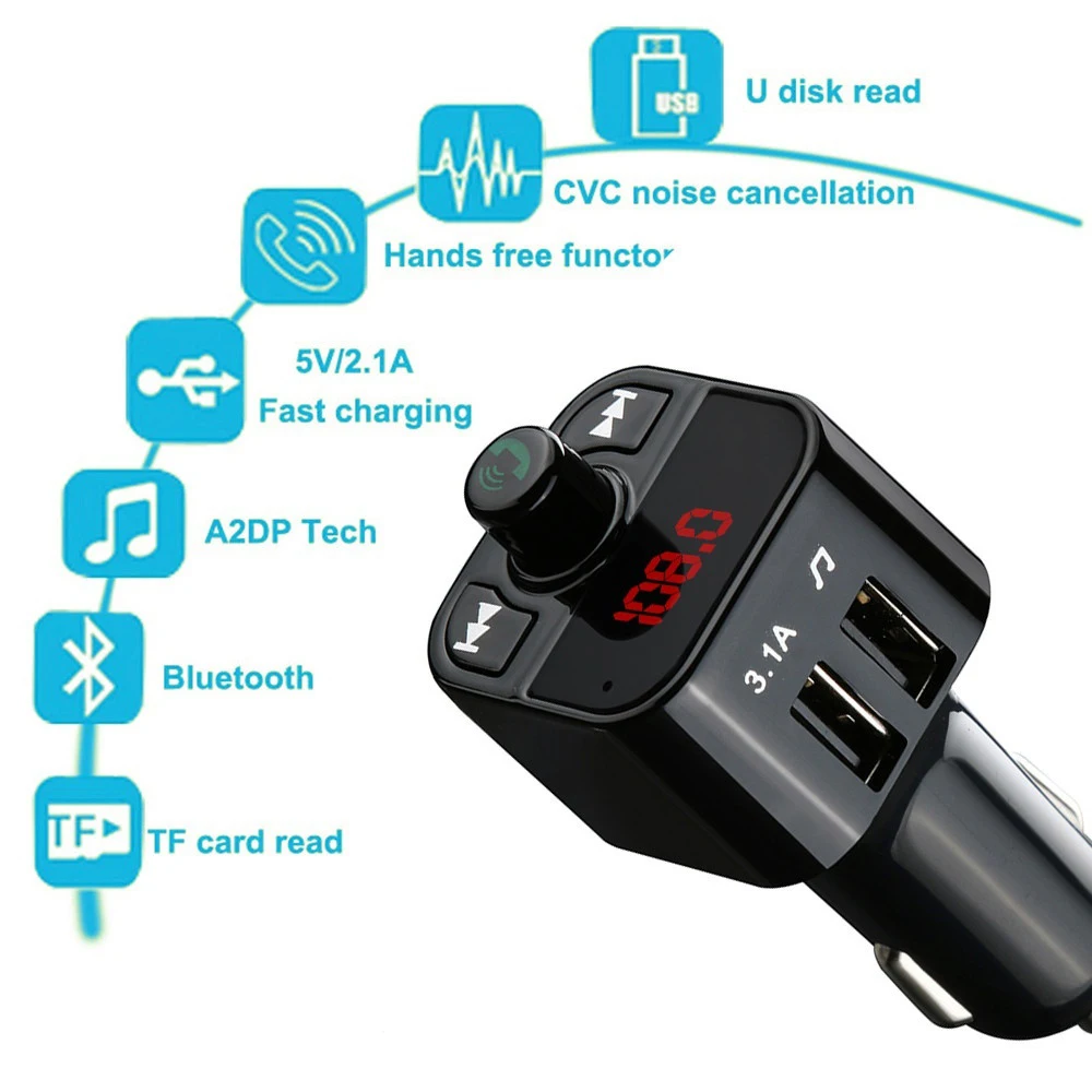 

Car Auto Dual USB Bluetooth4.1 Handsfree Car Kit Charger FM Transmitter MP3 Player A2B3 Mp3 Car Player