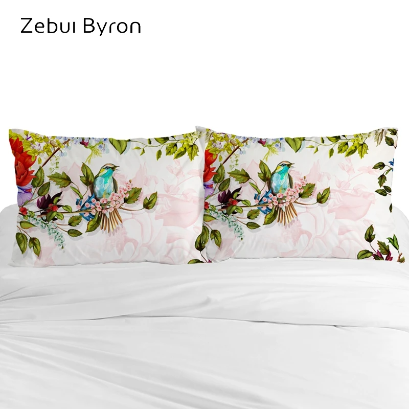 

Custom 3D HD Pillow Case,Pillowcase 50x70/50x75/80x80,Birds flowers Decorative Pillow Cover Bedding for Hotel Wedding Dropship