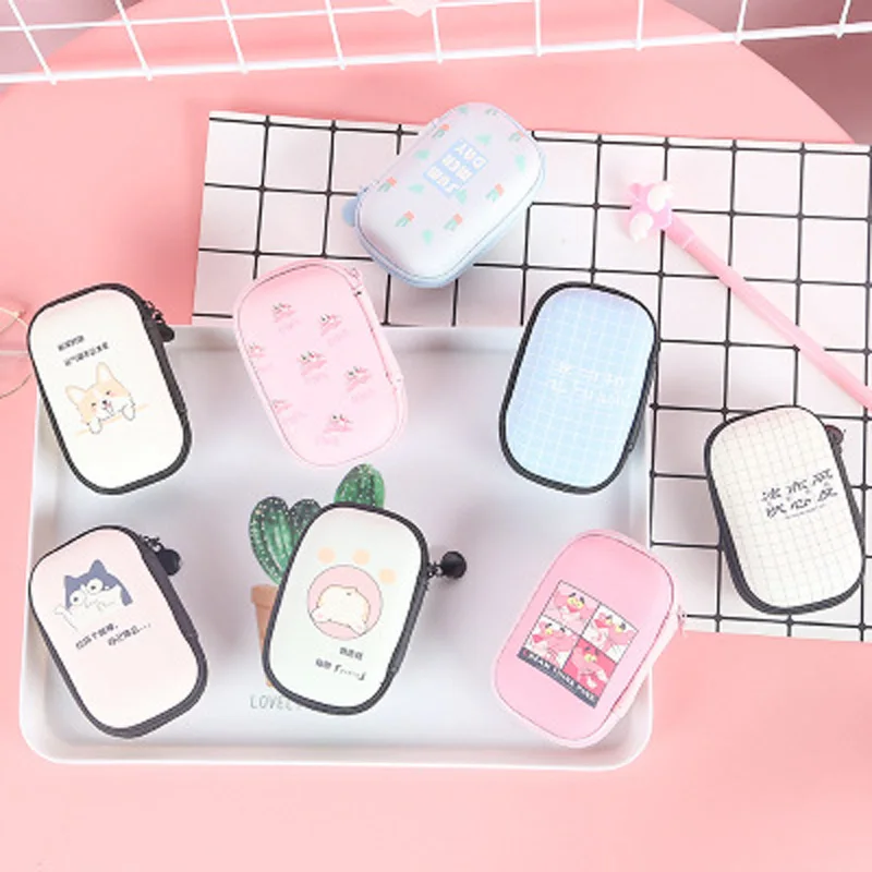 BalleenShiny الكرتون Digltal حقيبة التخزين شاحن سماعة كابل يو اس بي البسيطة حقيبة للأطفال الطلاب Organzier الحقيبة