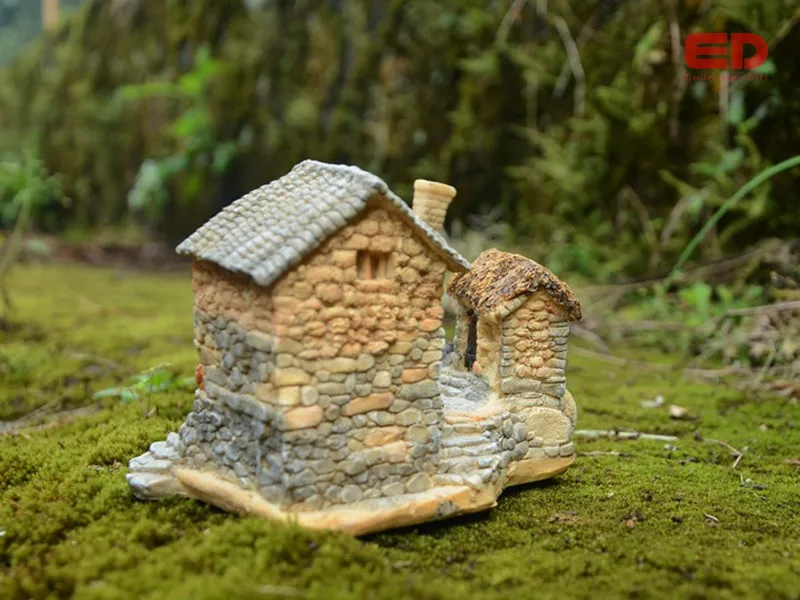 Повседневная коллекция бонсай гном пейзаж с коттеджем смолы ремесла каменный дом Фея Сад Декоративные скалы