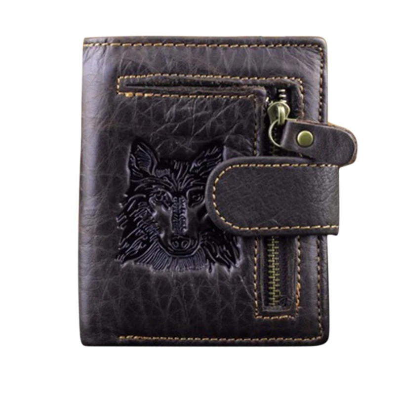 THINKTHENDO 1 шт. мужской кошелек с волком Кошелек для монет держатели кредитных карт клатч двойной карман бумажник