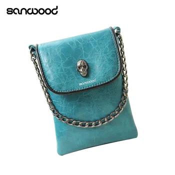 

Hot New Women's Fashion Faux Leather Skull Pattern Mini Messenger Bag Phone Bag Handbag