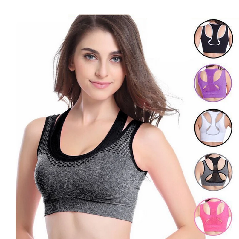 2018 New Fake Two Pieces Sports Bra Women Shockproof Fitness Yoga bras
