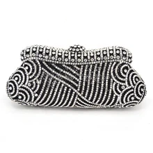 Элегантный ослепительный бриллиант женский, черный обувь с украшением в виде кристаллов клатч вечерние сумки для свадьбы, выпускного вечера плеча Сумки металлический клатчи Q79