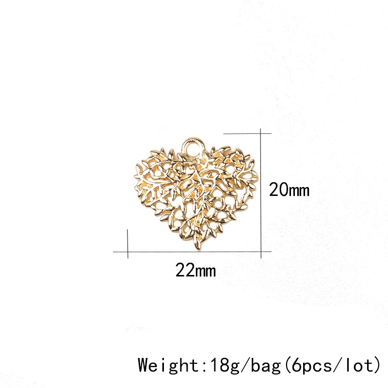 Цинковый сплав Золотой полые любовь сладкое сердце кружева подвески 22 мм 6 шт./лот для DIY ювелирных изделий ожерелье изготовление сережек аксессуары