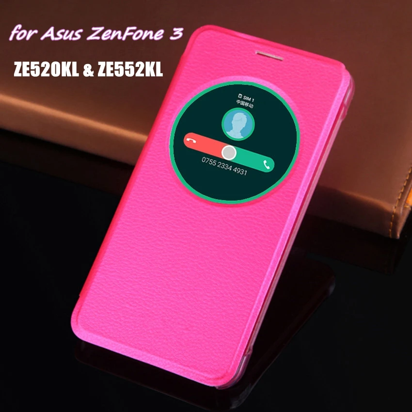

Slim Smart View Shell Magnet Mask PU Leather Case Circle Window Flip Cover For Asus Zenfone 3 ZE520KL 5.2" / ZE552KL 5.5inch