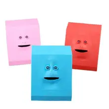 Plastic Face Bank Human Face Smart Sensor Piggy Bank Electric Coin Can Eat Money Face Piggy Bank Store Coins