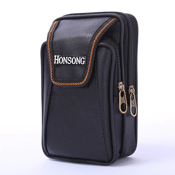 

Men Fanny Pack Mobile Phone Bags Brown Black PU Leather Zipper Coin Purse Burse Good Quality Bag Waist Packs Casual Man Purses