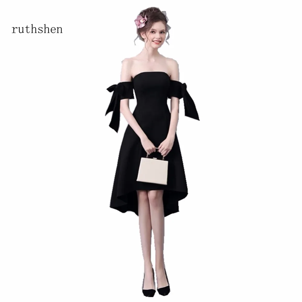 

ruthshen Short Cocktail Party Dresses Cheap Black Formal Knee Length Prom Dress With Ruffles 2018 Special Occasion Dresses