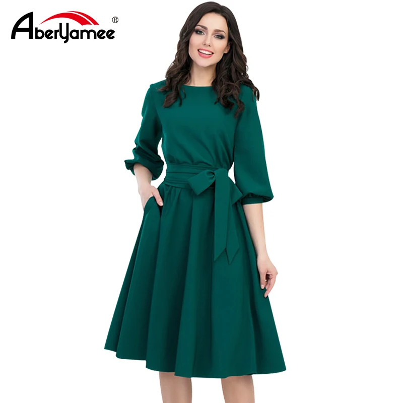 Plus Size Women Vintage Dress Green 