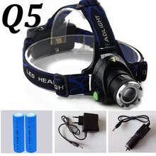 Waterproof LED Headlight CREE Q5 Headlamp with 18650 Battery 2 Chargers Head Lamp LED Flashlights Head Torch Camping