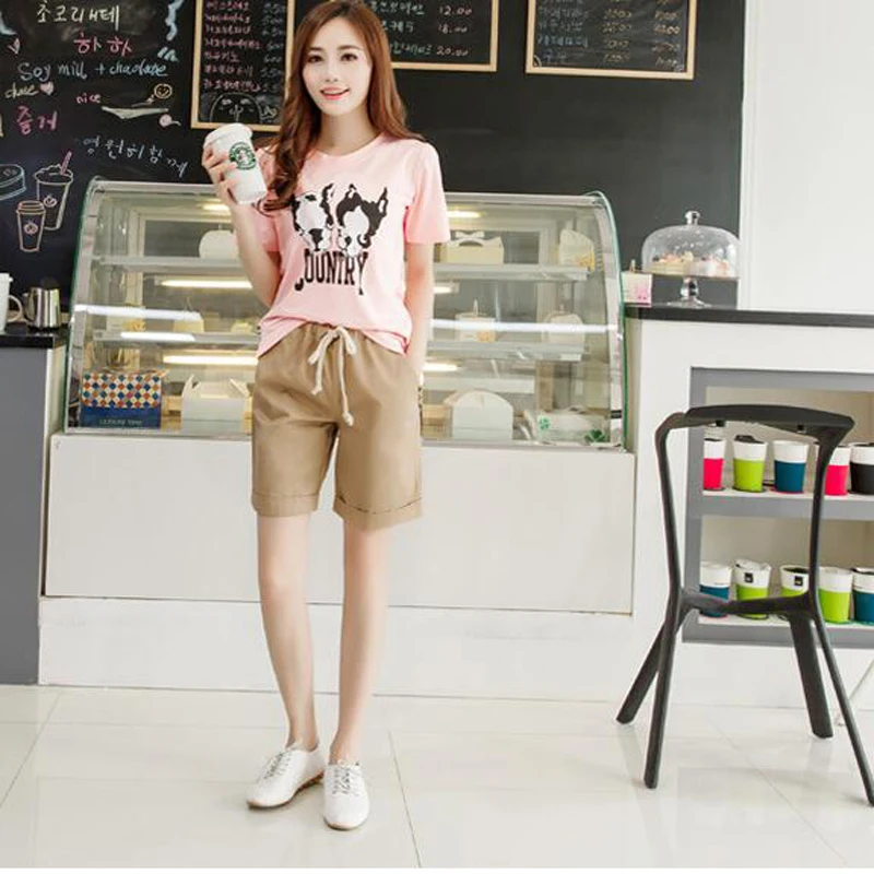 

Babbytoro Shorts Women Candy Loose Cotton Summer Bermuda Shorts Elastic Plus Size 4XL S Red Khahi Black Short Orange Feminino