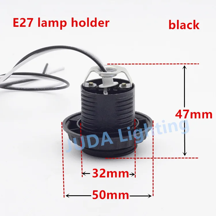 E27 E14 патрон лампы база бакелитовая пластиковая лампа держатель с кабелем провод для Светодиодная лампа для люстры подвесной светильник фитинги - Цвет: E27 black-40cm cable