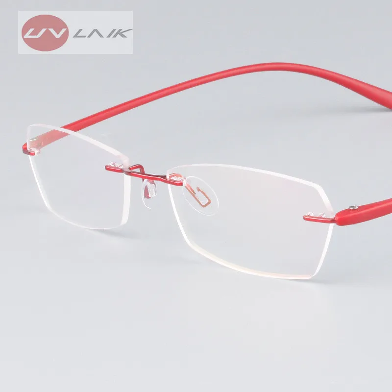 UVLAIK классические мужские титановые ультралегкие очки без оправы для близорукости, оптическая оправа, ультра-светильник, бескаркасная оправа для очков