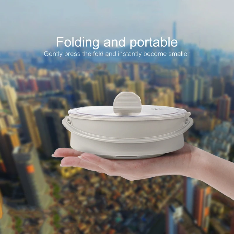 Foldable Food Container Lunch Box Heated Kettle Cooker Electric Frying Pan Portable Hot Pot EU/US/UK Tea Plug