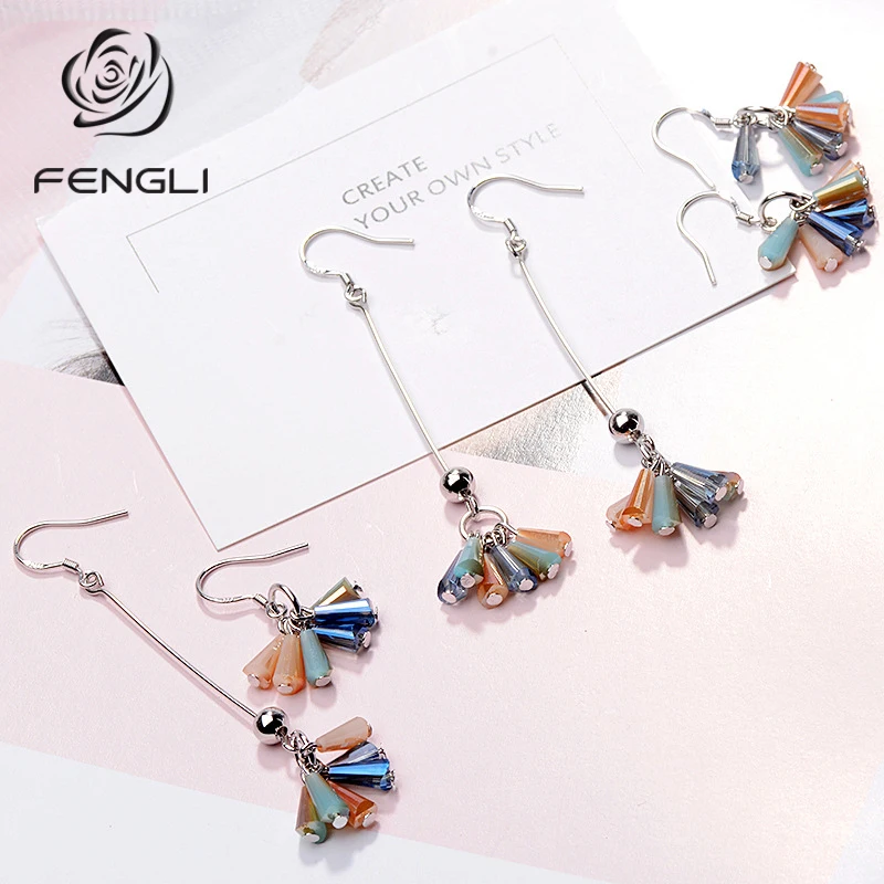 

Colorful Glaze Geometric Pendant Drop Earrings for Women Short and Long Chain Dangle Earring Asymmetry 2019 New Boucles