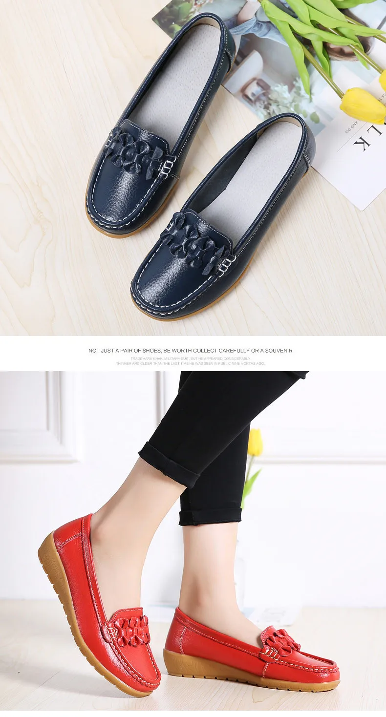 Women Ballet Flats Shoes Genuine Leather Loafers Shoes Woman Slip-on Flats Ladies Shoes Heels Creepers moccasins (13)
