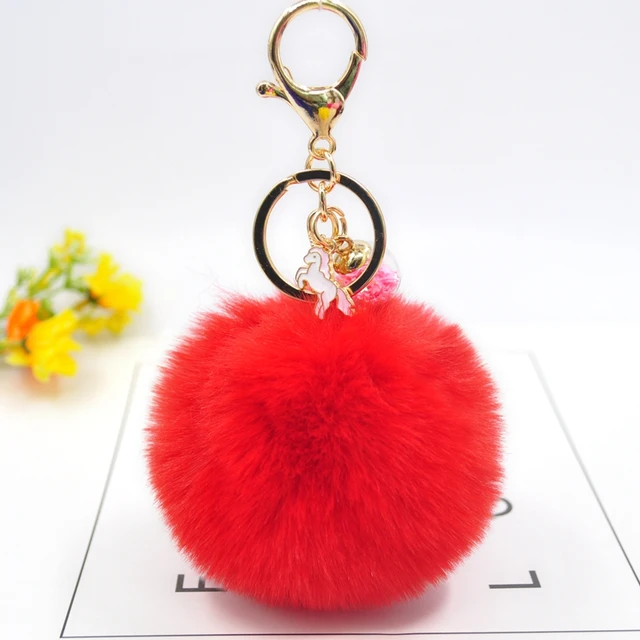 Llavero con unicornio y Pompón bonito de moda, piel sintética de pelo Llavero con pompón, cuentas redondas de estrellas, colgante para bolso, dijes, Llavero de piel Llavero con unicornio y Pompón bonito de moda, piel sintética de pelo Llavero con pompón, cuentas redondas de estrellas, colgante para bolso, dijes, Llavero de piel