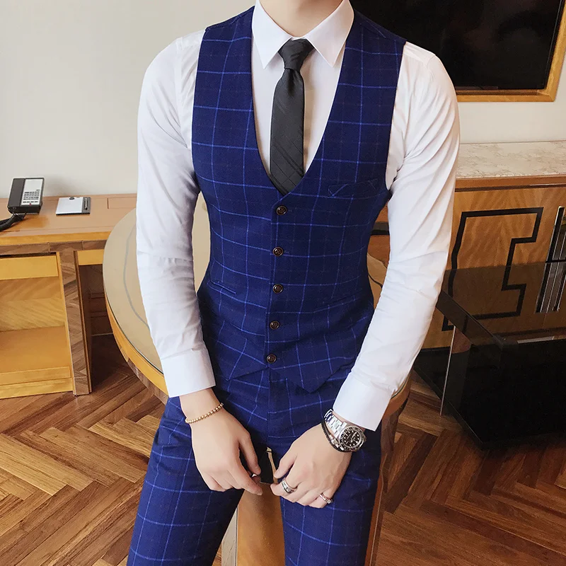 Fashion Men Plaid Vests Size S M L XL 2XL 3XL Slim Comfortable Elegant Mens Wedding Suit Vest Fashion Men Plaid Vests Size S M L XL 2XL 3XL Slim Comfortable Elegant Mens Wedding Suit Vest