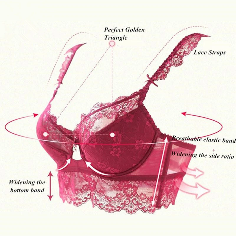 Ultra-thin Sexy Transparent Lace Bra Thin Underwear Comfortable Breathable Push Up Bra Set bra panty sets