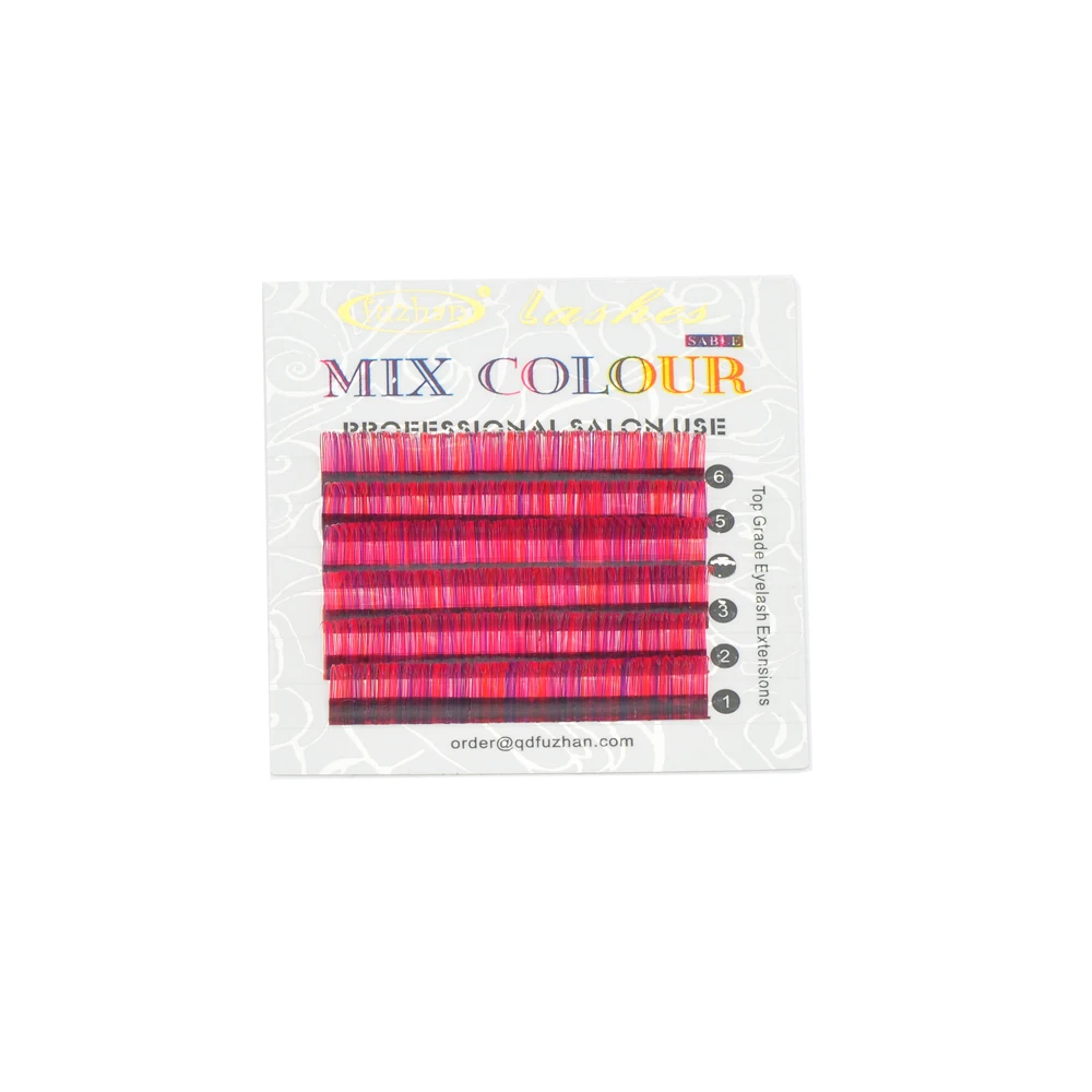 

FUZHAN Red & Pink & Purple 3 Colours False Eyelashes Mixed In One Tray Individual Eyelash Extensions