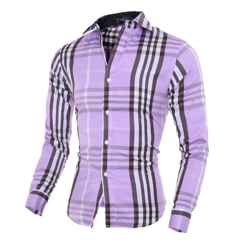 DropshippingCamisa Masculina Мужская Модная приталенная Повседневная рубашка с длинным рукавом, мужская рубашка с принтом, Азиатский размер