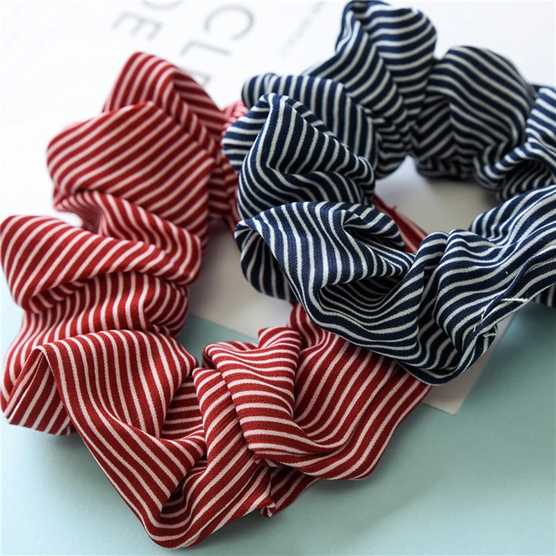Fashion Girl Three Dimensional Stripes Fabric Hair Scrunchy Ponytail