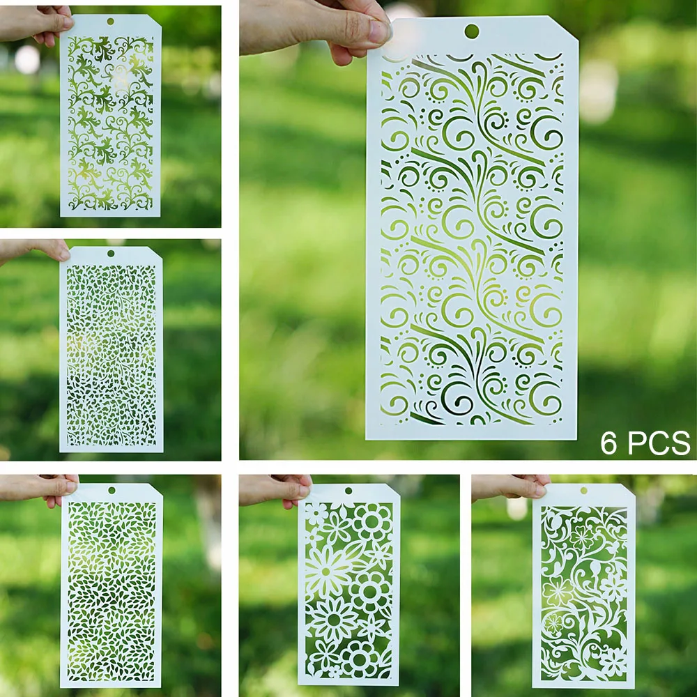 

6 PCS 12*24 cm Seamless Stencil for Scrapbooking Painting album Paper Card Making Craft Decorative Embossing Template