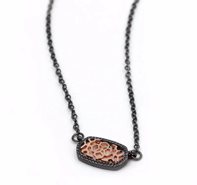 Rose gold black trim Модное колье ожерелье для женщин КОГОТЬ МИЛЫЙ кварце Овальный Кулон Druzy ожерелье ювелирные изделия для женщин - Окраска металла: Rose gold black trim