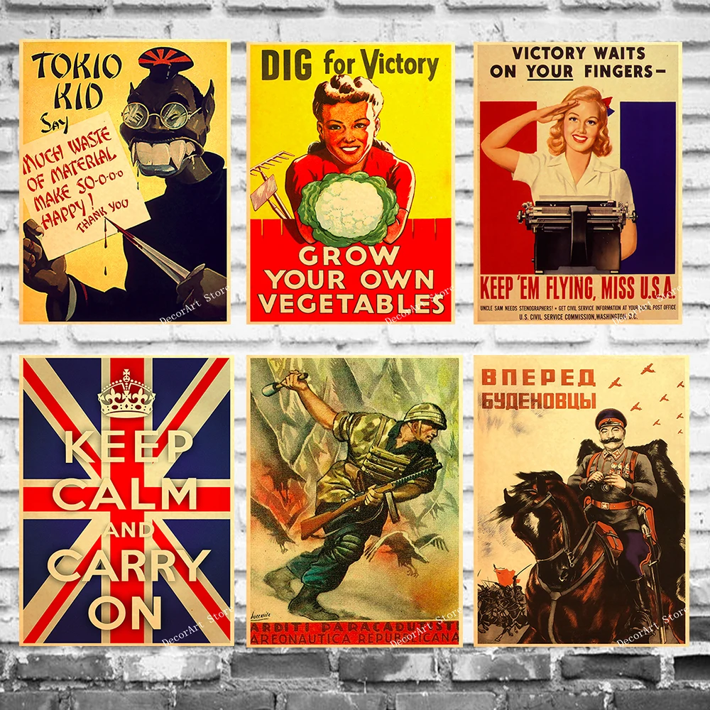 WW2 Keep Calm Carry On England America холст винтажная настенная крафт-постеры с покрытием