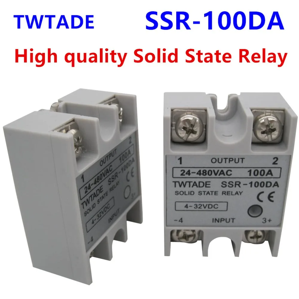 

TWTADE/ High-quality Single Phase Solid State Relay SSR-100DA Module 3-32V DC To 24-480V AC SSR-100 DA SSR 100A