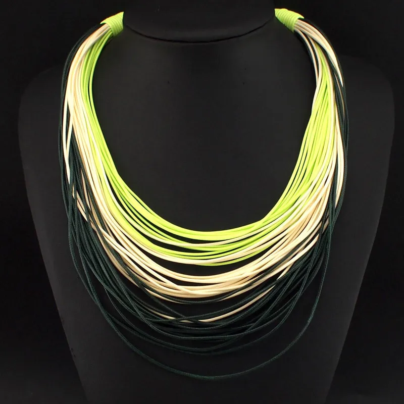 

MANILAI Unique Design Handmade Necklaces Women Weaving Collar Neon Colors Multi layers Statement Necklaces Fashion accessories