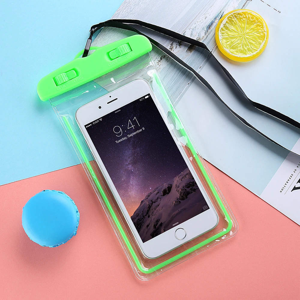 Чехол KISS водонепроницаемый чехол для телефона для Xiao mi Red mi Note 7 6 Pro mi 9 8 A2 Lite Lu mi nous подводный чехол водонепроницаемый чехол - Цвет: Зеленый
