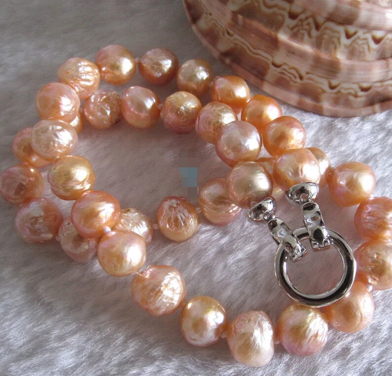 

0001199 18" 9-11mm Peach Pink Kasumi Freshwater Pearl Necklace A+ (A0322)